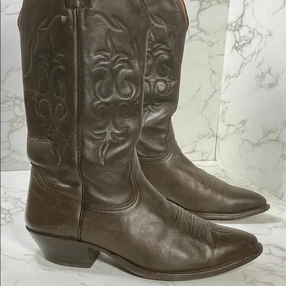 Nocona | Shoes | Nocona Brown Leather Cowboy Boots Mens Size  display picture 1